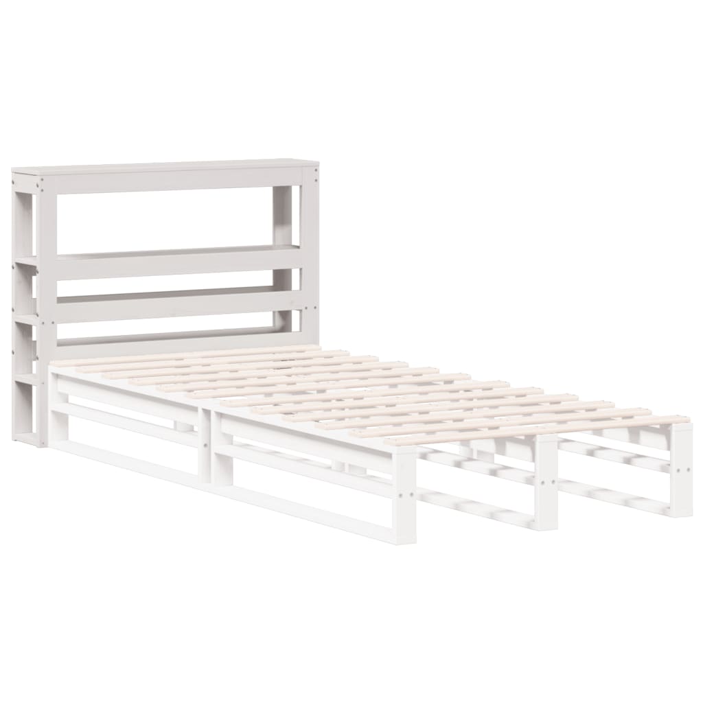Headboard with Shelves White 75 cm Solid Wood Pine